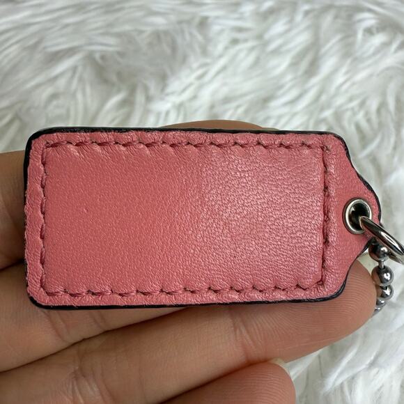 1.5" COACH Pink Silver Fob Bag Charm Hang tag Hangtag - Picture 2 of 2